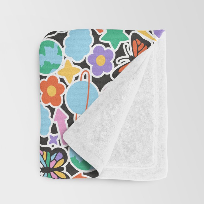 Vintage Y2K cartoon sticker pattern Throw Blanket Gallery Image 3