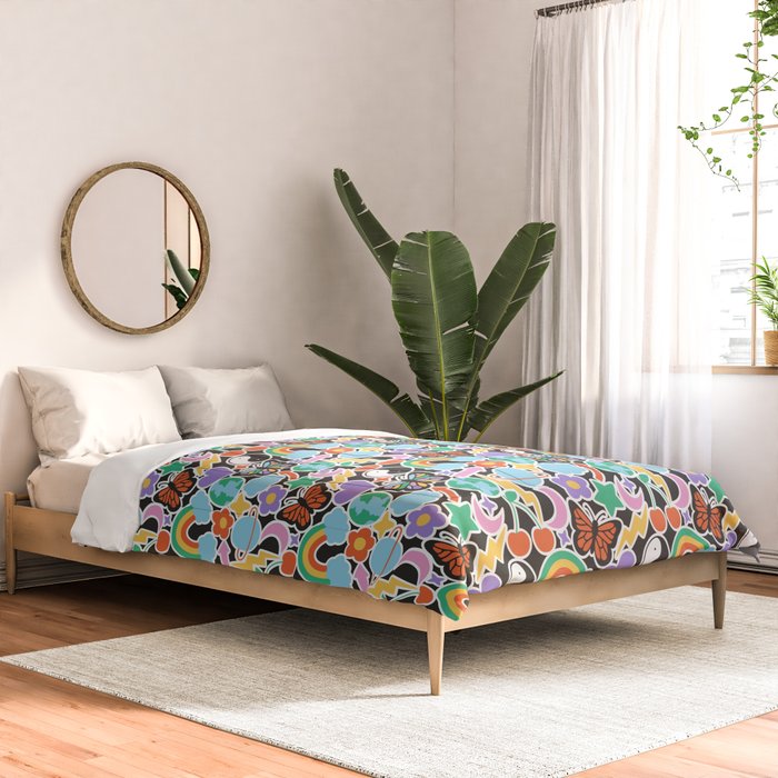 Vintage Y2K cartoon sticker pattern Comforter Gallery Image 2