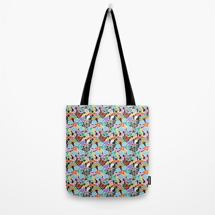 Vintage Y2K cartoon sticker pattern Tote Bag Gallery Image 2