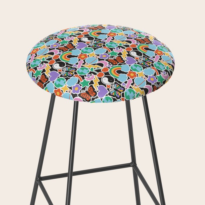 Vintage Y2K cartoon sticker pattern Stool Gallery Image 2