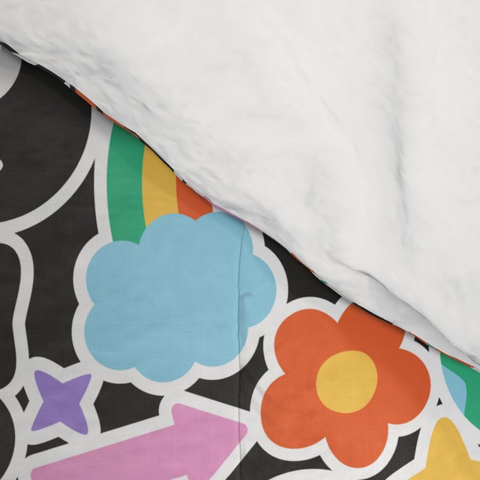 Vintage Y2K cartoon sticker pattern Comforter Gallery Image 4