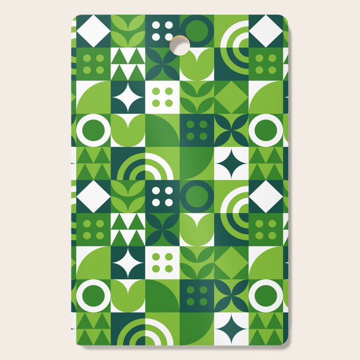 Green eco friendly nature geometric mosaic pattern Cutting Board Gallery Image 1