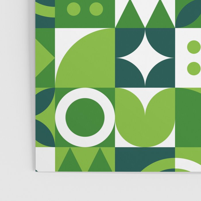 Green eco friendly nature geometric mosaic pattern Poster Gallery Image 3