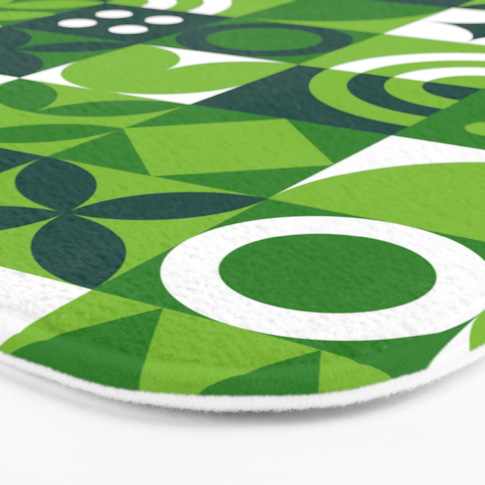 Green eco friendly nature geometric mosaic pattern Bath Mat Gallery Image 3