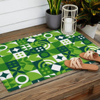 Green eco friendly nature geometric mosaic pattern Outdoor Rug Gallery Image 2