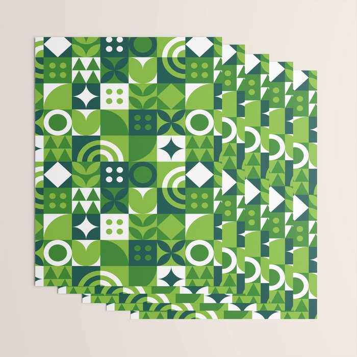 Green eco friendly nature geometric mosaic pattern Wrapping Paper Gallery Image 3