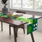 Green eco friendly nature geometric mosaic pattern Table Runner Gallery Image 2