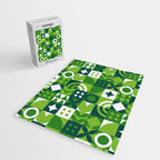 Green eco friendly nature geometric mosaic pattern Jigsaw Puzzle Gallery Image 2