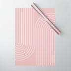 Minimal Line Curvature LXX Blush Pink Mid Century Modern Arch Abstract Wrapping Paper Gallery Image 1