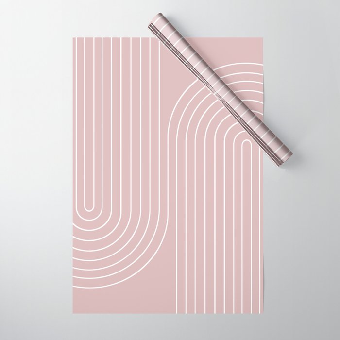 Minimal Line Curvature LXX Blush Pink Mid Century Modern Arch Abstract Wrapping Paper Gallery Image 1