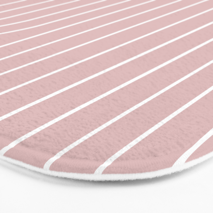Minimal Line Curvature LXX Blush Pink Mid Century Modern Arch Abstract Bath Mat Gallery Image 3
