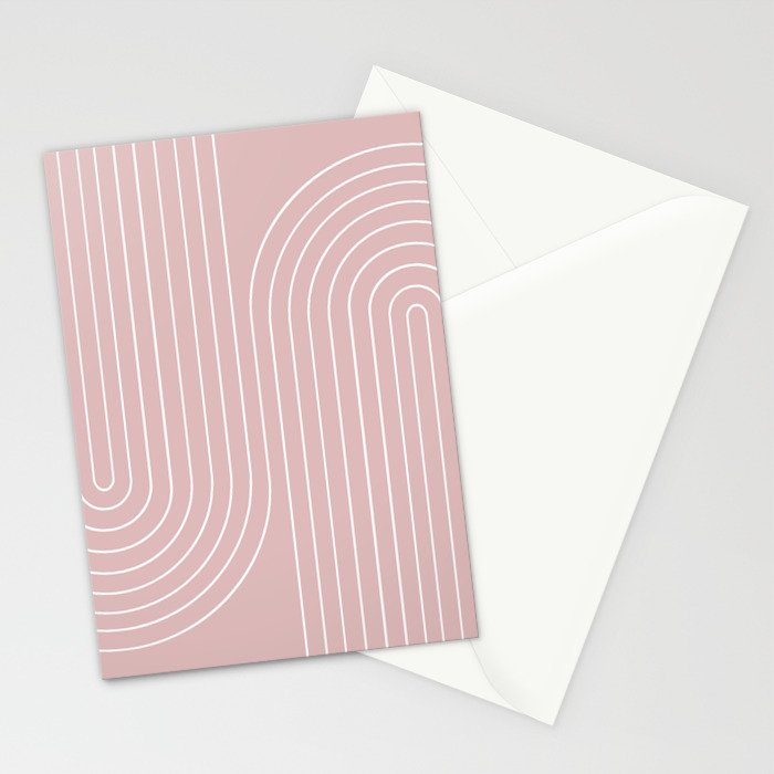 Minimal Line Curvature LXX Blush Pink Mid Century Modern Arch Abstract Stationery Card Gallery Image 2