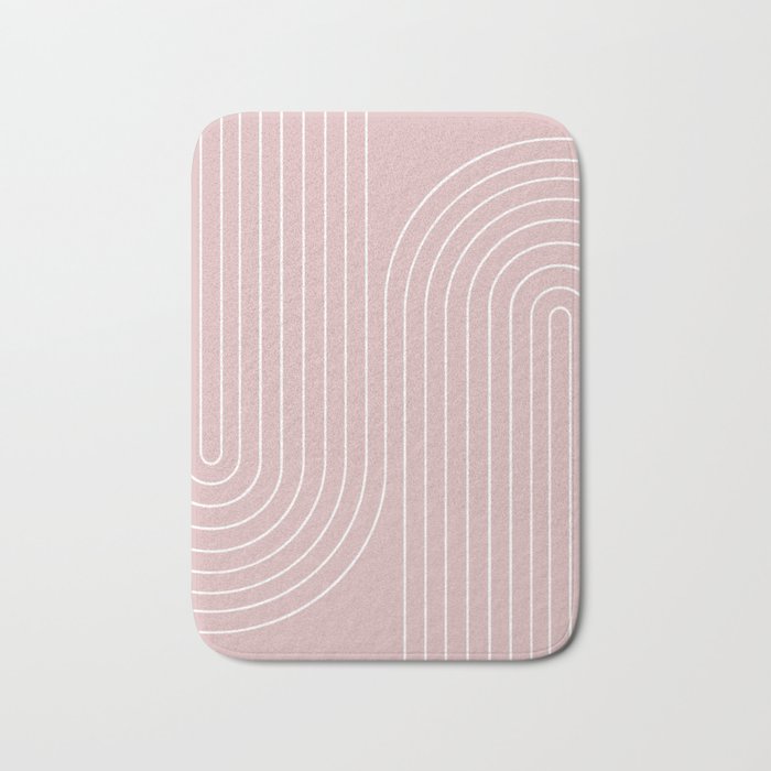 Minimal Line Curvature LXX Blush Pink Mid Century Modern Arch Abstract Bath Mat Gallery Image 1