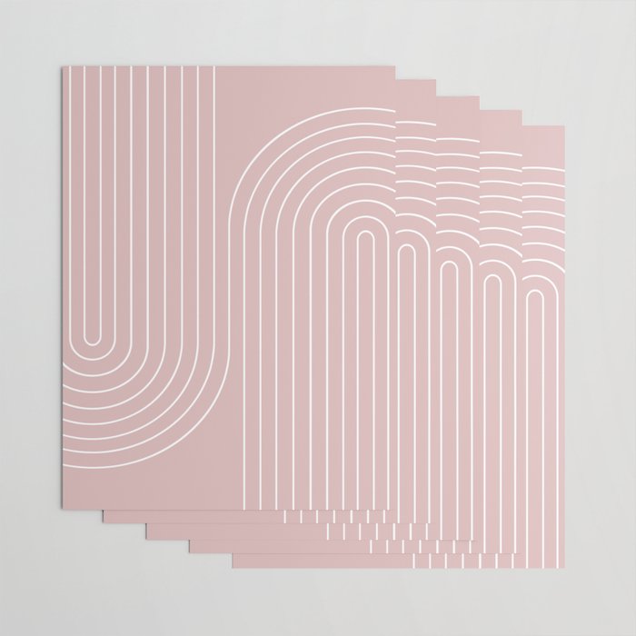 Minimal Line Curvature LXX Blush Pink Mid Century Modern Arch Abstract Wrapping Paper Gallery Image 3