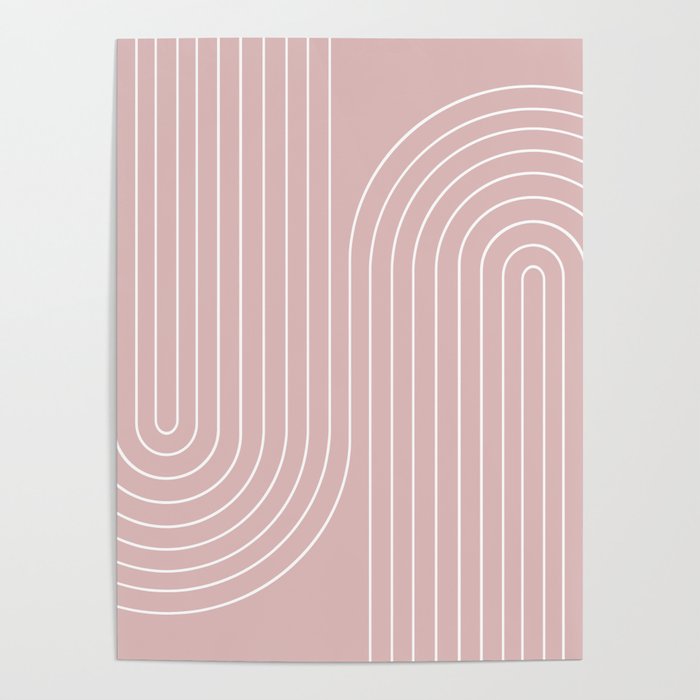 Minimal Line Curvature LXX Blush Pink Mid Century Modern Arch Abstract Poster Gallery Image 1