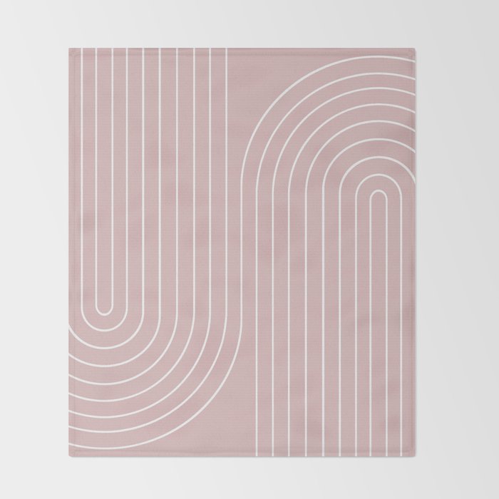 Minimal Line Curvature LXX Blush Pink Mid Century Modern Arch Abstract Throw Blanket Gallery Image 2