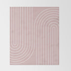 Minimal Line Curvature LXX Blush Pink Mid Century Modern Arch Abstract Throw Blanket Gallery Image 2