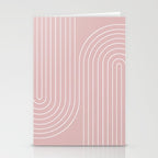 Minimal Line Curvature LXX Blush Pink Mid Century Modern Arch Abstract Stationery Card Gallery Image 2