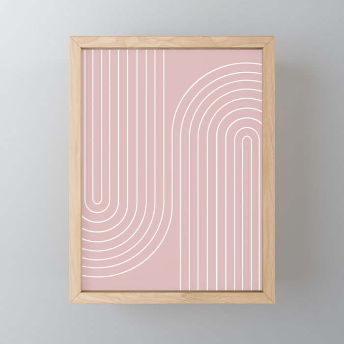Minimal Line Curvature LXX Blush Pink Mid Century Modern Arch Abstract Mini Art Print Gallery Image 1