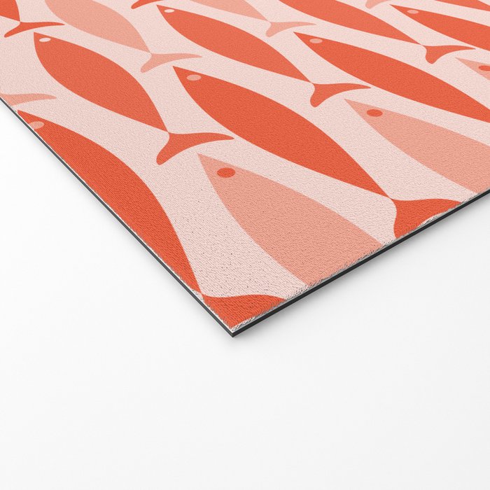 Mid Century Modern Fish Stripe Pattern Salmon Orange Welcome Mat Gallery Image 2