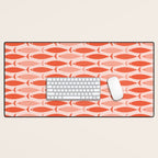 Mid Century Modern Fish Stripe Pattern Salmon Orange Desk Mat Gallery Image 1