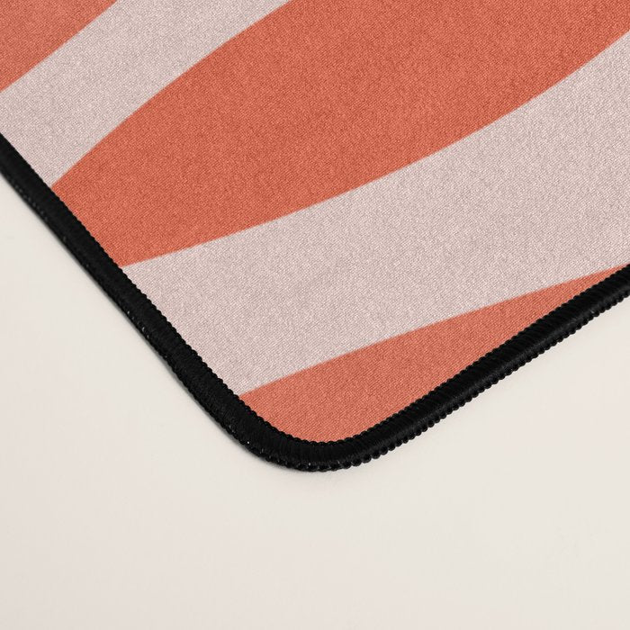 Mid Century Modern Fish Stripe Pattern Salmon Orange Desk Mat Gallery Image 4