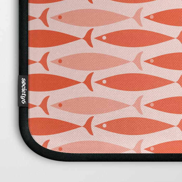 Mid Century Modern Fish Stripe Pattern Salmon Orange Laptop Sleeve Gallery Image 3