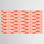 Mid Century Modern Fish Stripe Pattern Salmon Orange Tablecloth Gallery Image 2