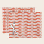 Mid Century Modern Fish Stripe Pattern Salmon Orange Placemat Gallery Image 1