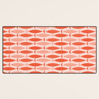 Mid Century Modern Fish Stripe Pattern Salmon Orange Desk Mat Gallery Image 3