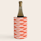 Mid Century Modern Fish Stripe Pattern Salmon Orange Wine Chiller Gallery Image 1