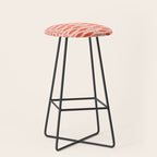 Mid Century Modern Fish Stripe Pattern Salmon Orange Stool Gallery Image 1