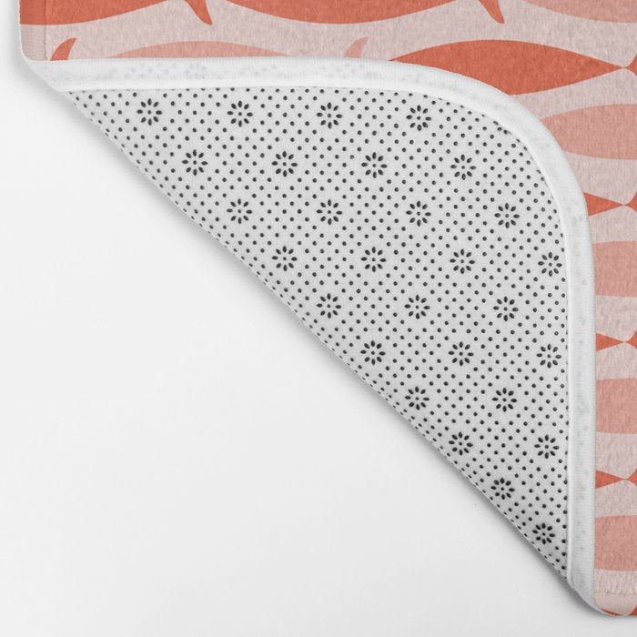 Mid Century Modern Fish Stripe Pattern Salmon Orange Bath Mat Gallery Image 2