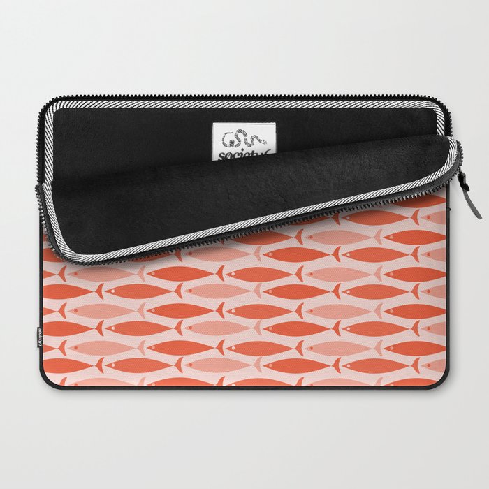 Mid Century Modern Fish Stripe Pattern Salmon Orange Laptop Sleeve Gallery Image 2