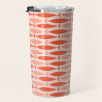Mid Century Modern Fish Stripe Pattern Salmon Orange Travel Mug Gallery Image 3