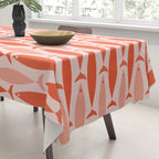 Mid Century Modern Fish Stripe Pattern Salmon Orange Tablecloth Gallery Image 3