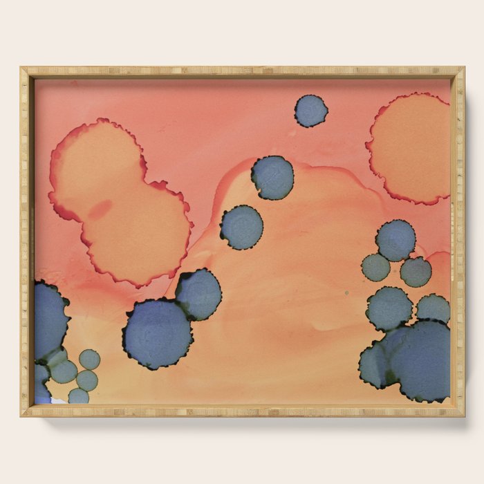 Moon Rising - minimalist abstract painting sun and moon Serving Tray Gallery Image 1