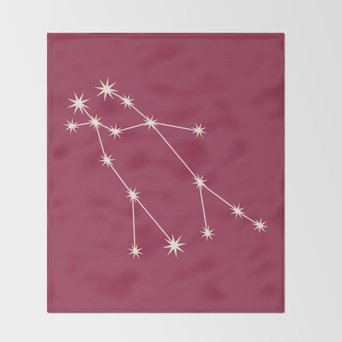 Gemini Zodiac Star Constellation Line Art Pink Throw Blanket Gallery Image 2
