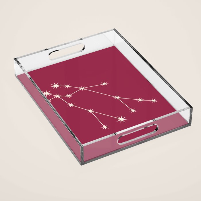 Gemini Zodiac Star Constellation Line Art Pink Acrylic Tray Gallery Image 1