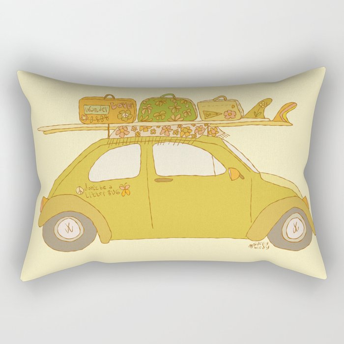 Wandering bug adventure mobile retro surf art by surfy birdy Rectangular Pillow Gallery Image 1