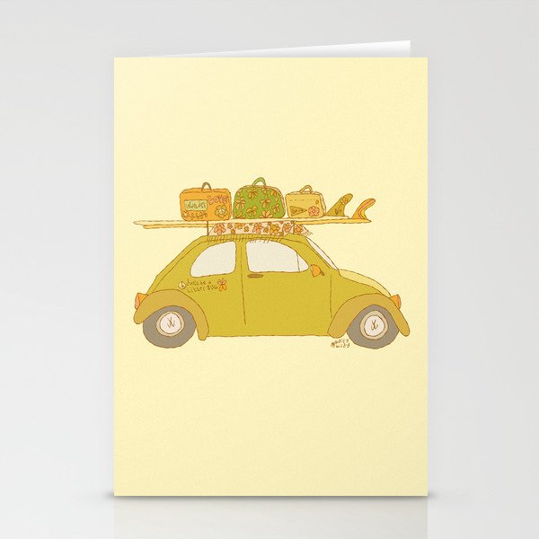 Wandering bug adventure mobile retro surf art by surfy birdy Stationery Card Gallery Image 2