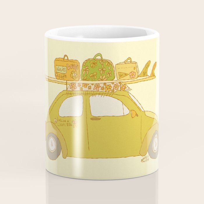 Wandering bug adventure mobile retro surf art by surfy birdy Coffee Mug Gallery Image 4