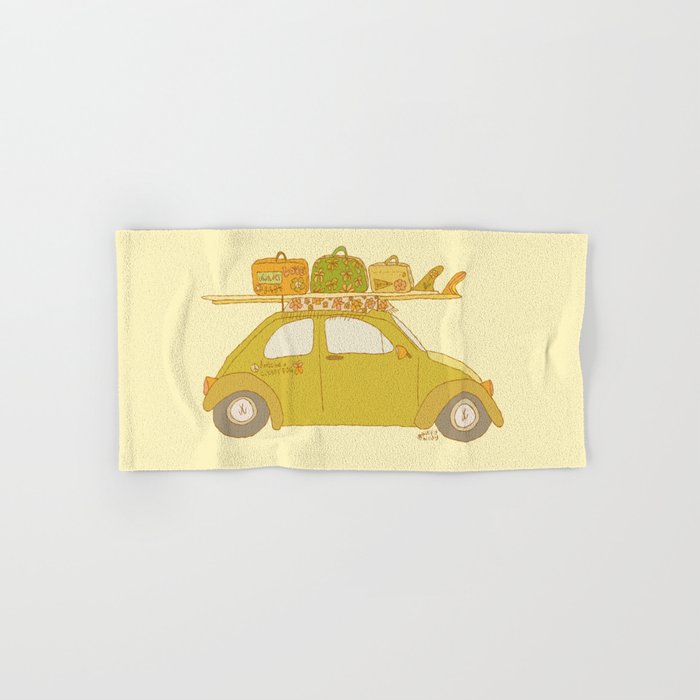 Wandering bug adventure mobile retro surf art by surfy birdy Bath Towel Gallery Image 1