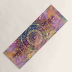 Gold watercolor and nebula mandala Yoga Mat Gallery Image 1