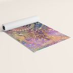 Gold watercolor and nebula mandala Yoga Mat Gallery Image 2