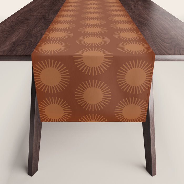 Boho Summer Sun Pattern IX Burnt Red and Orange Table Runner Gallery Image 1