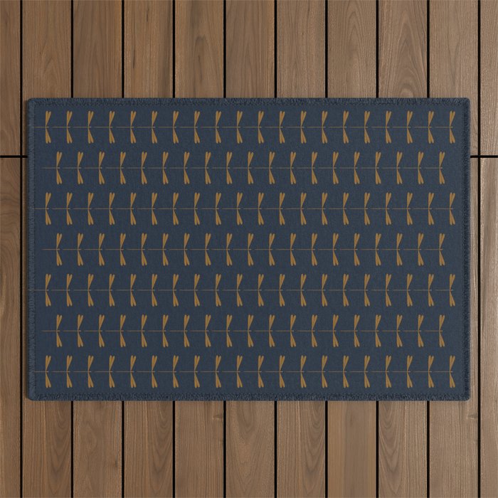 Dragonfly Pattern II Dark Blue Outdoor Rug Gallery Image 1