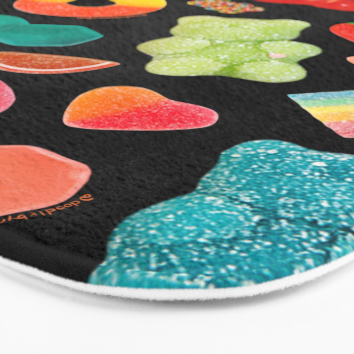 Candy Print in Black Bath Mat Gallery Image 3