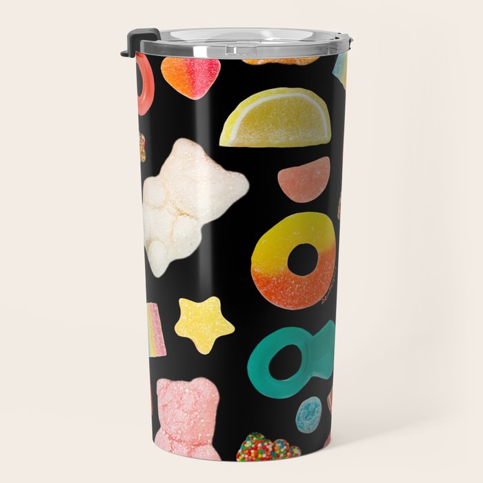 Candy Print in Black Travel Mug Gallery Image 3