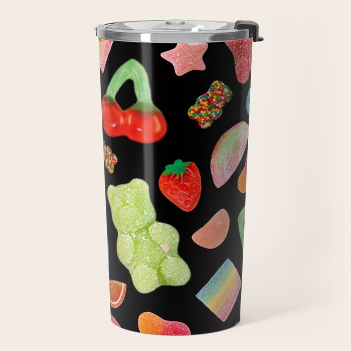 Candy Print in Black Travel Mug Gallery Image 2